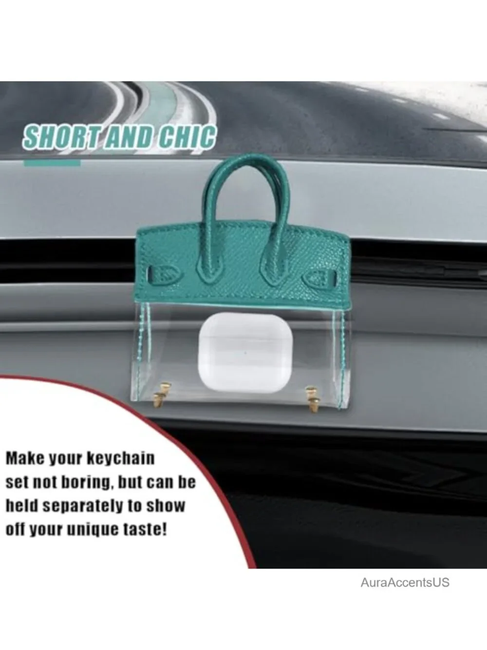 Mini Handbag Key Case Transparent Keychain Holder Cute Key Fob Cover for Women